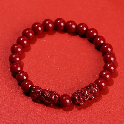 Natural Cinnabar Bead Bracelet