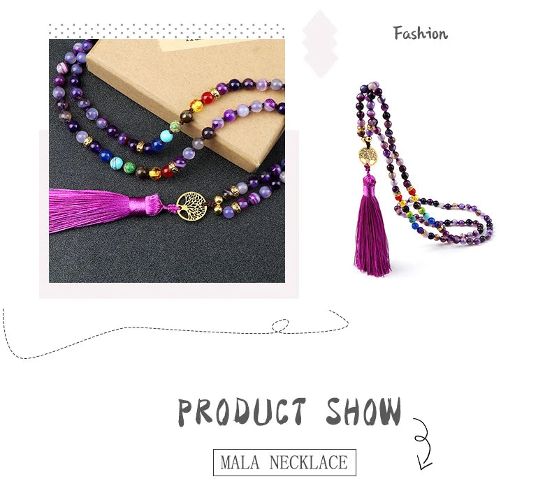 Natural Purple Agate Stone Necklace