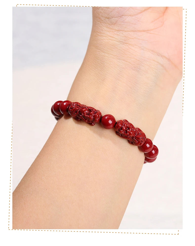 Natural Cinnabar Bead Bracelet