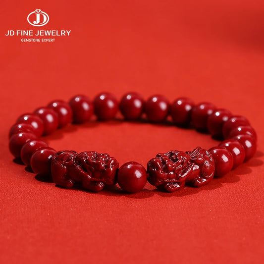 Natural Cinnabar Bead Bracelet