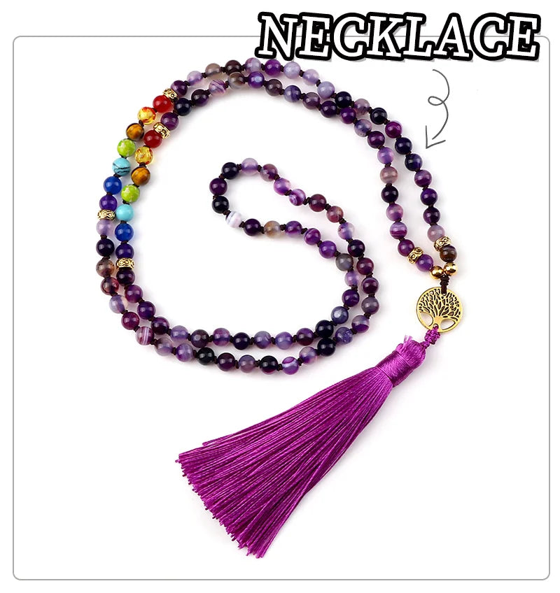 Natural Purple Agate Stone Necklace