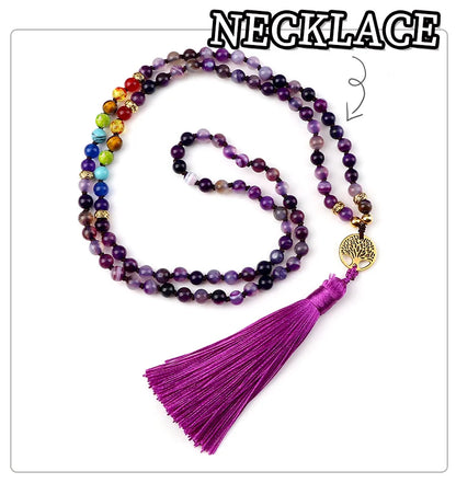Natural Purple Agate Stone Necklace