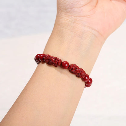 Natural Cinnabar Bead Bracelet