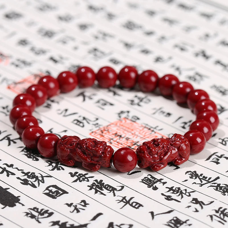 Natural Cinnabar Bead Bracelet