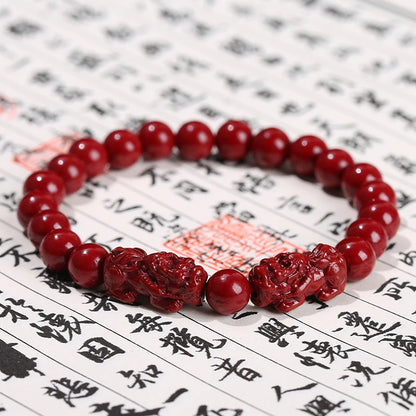 Natural Cinnabar Bead Bracelet