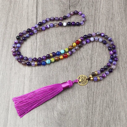 Natural Purple Agate Stone Necklace