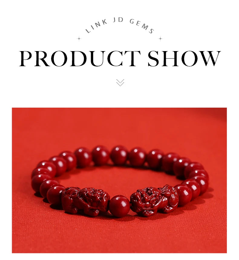 Natural Cinnabar Bead Bracelet