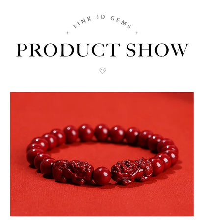 Natural Cinnabar Bead Bracelet