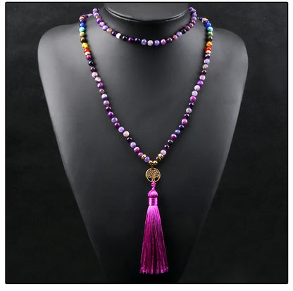 Natural Purple Agate Stone Necklace