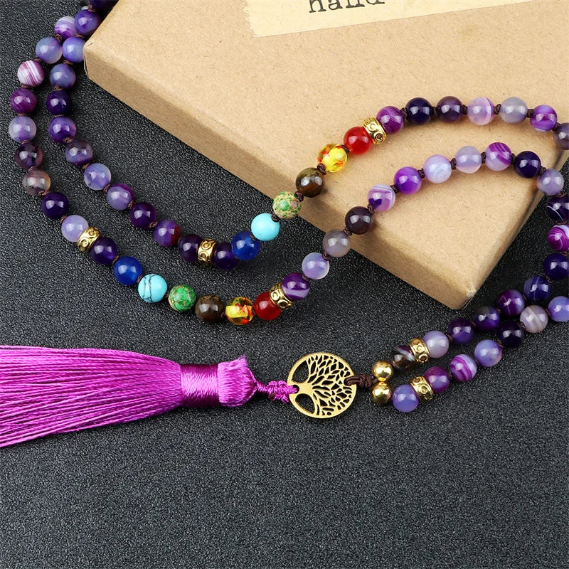 Natural Purple Agate Stone Necklace