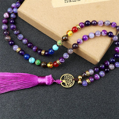Natural Purple Agate Stone Necklace