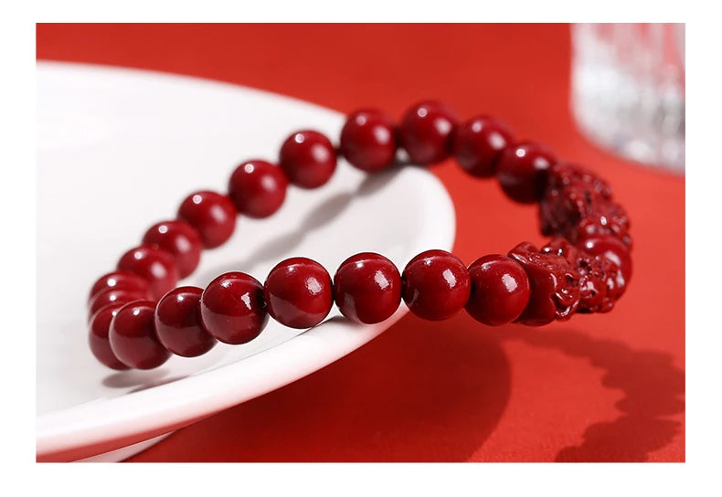 Natural Cinnabar Bead Bracelet