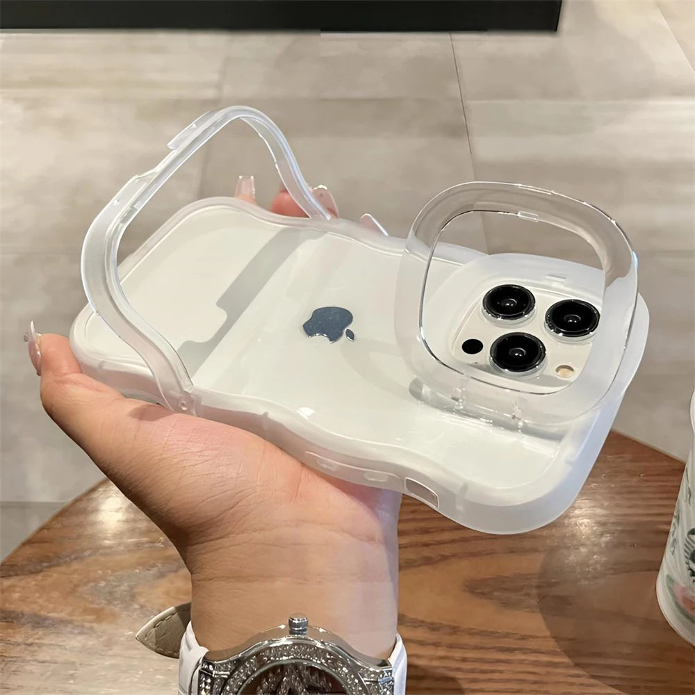 Folding Stand Clear Phone Case for iPhone