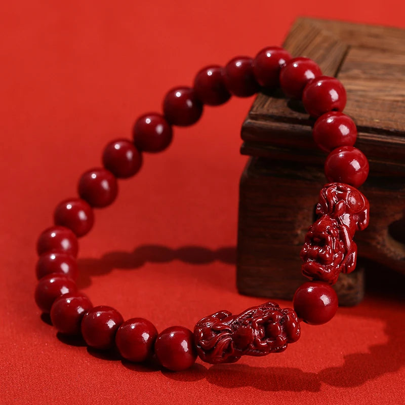 Natural Cinnabar Bead Bracelet