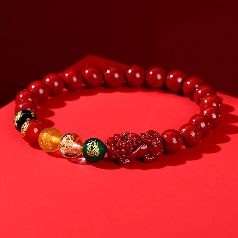 Natural Cinnabar Bead Bracelet