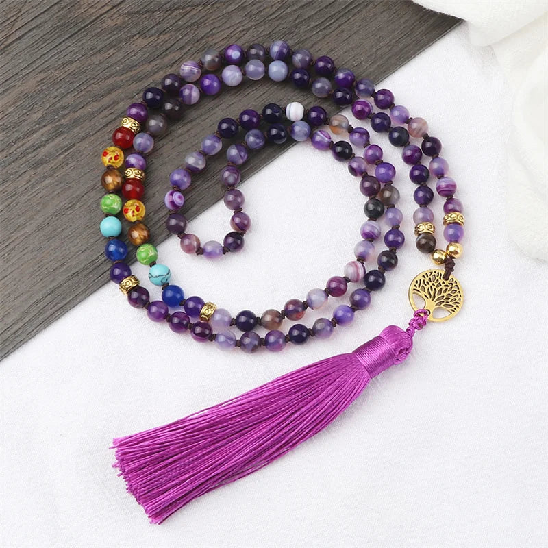 Natural Purple Agate Stone Necklace