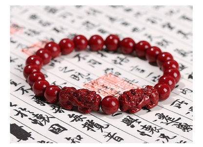 Natural Cinnabar Bead Bracelet