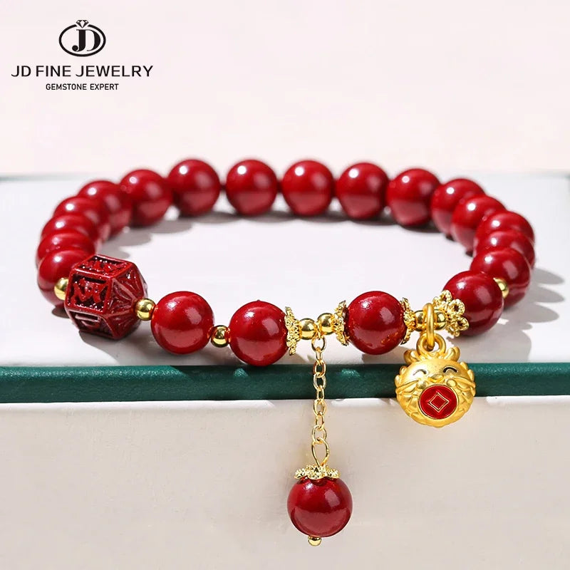 Natural Cinnabar Bead Bracelet