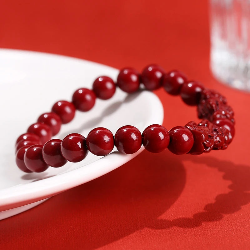 Natural Cinnabar Bead Bracelet