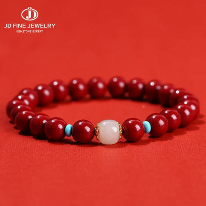 Natural Cinnabar Bead Bracelet