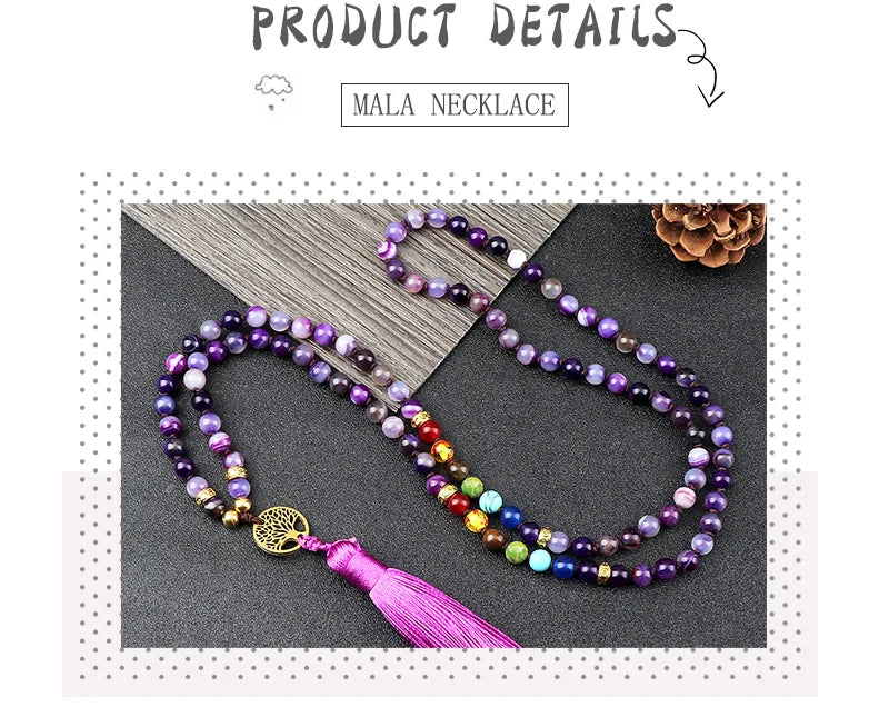 Natural Purple Agate Stone Necklace