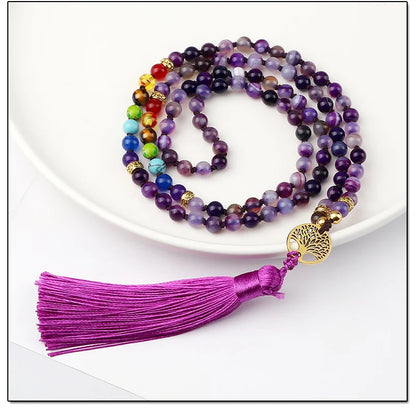 Natural Purple Agate Stone Necklace