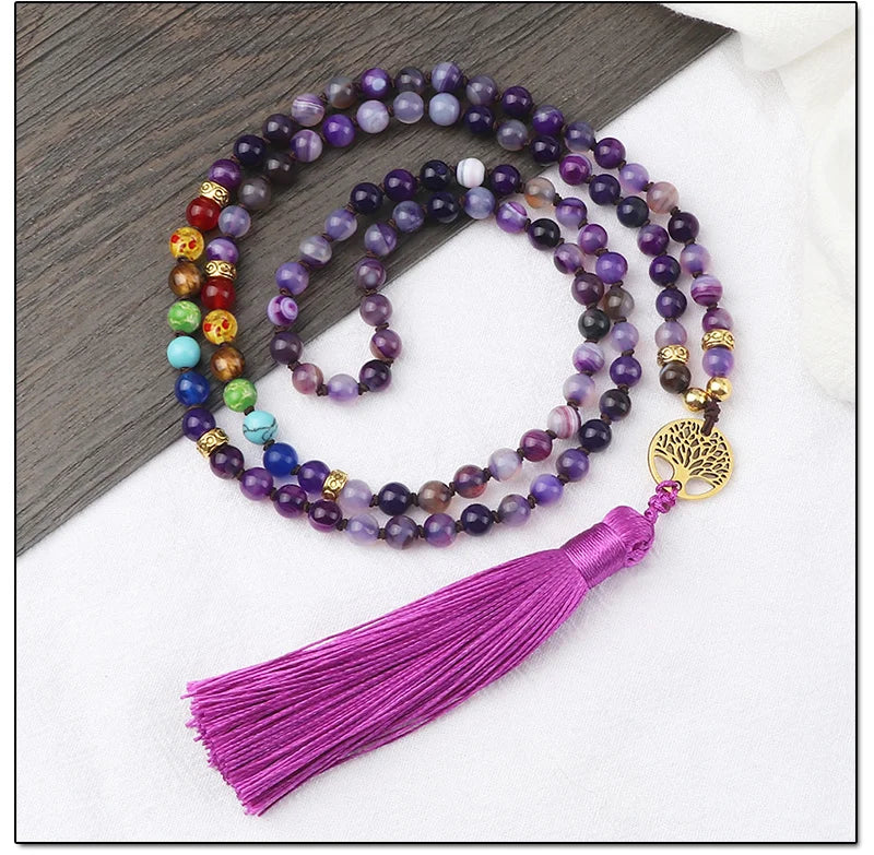 Natural Purple Agate Stone Necklace