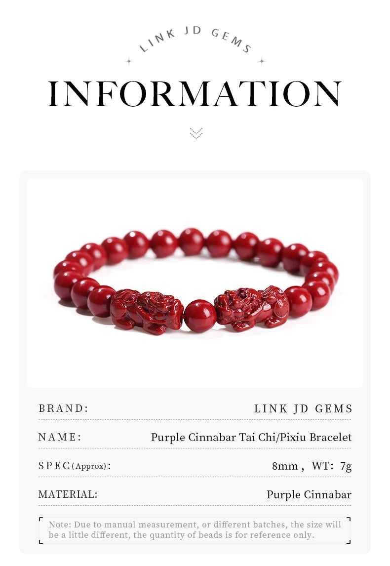 Natural Cinnabar Bead Bracelet