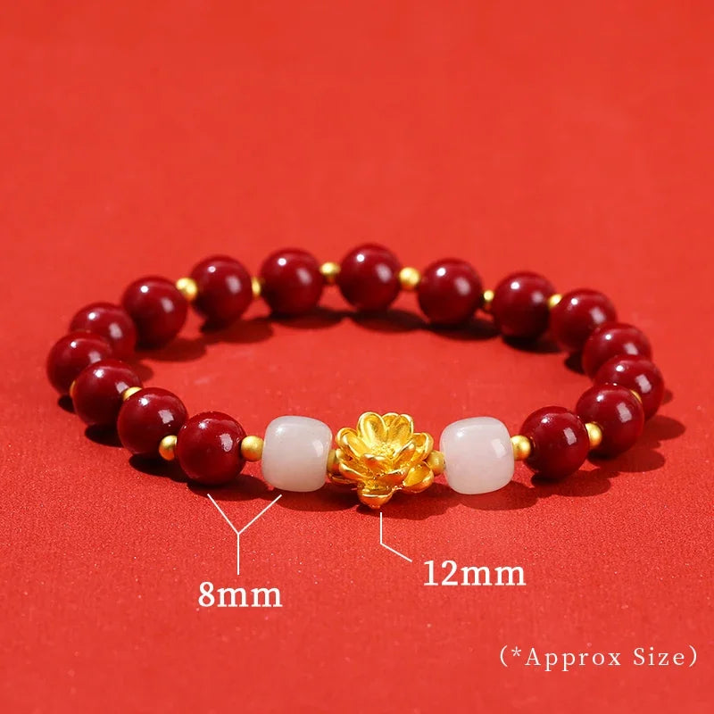Natural Cinnabar Bead Bracelet