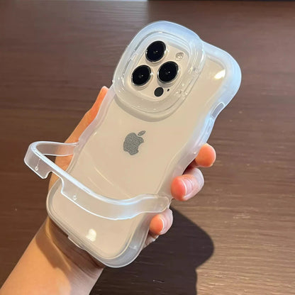 Folding Stand Clear Phone Case for iPhone