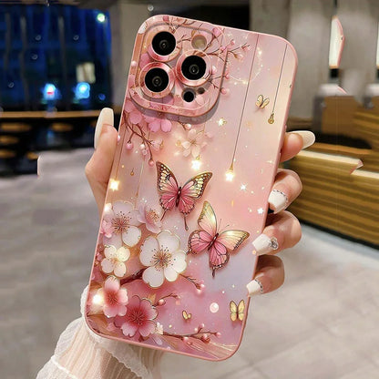 Butterfly & Floral Shockproof Phone Case for iPhone